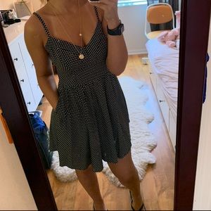 Black and White Polka Dot Dress A-Line with Pockets